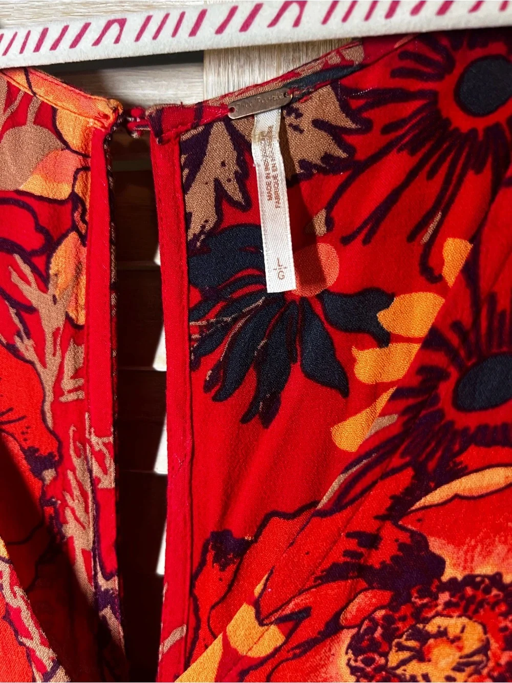 Free People Backyard Party Red Floral Tunic Swing Dress